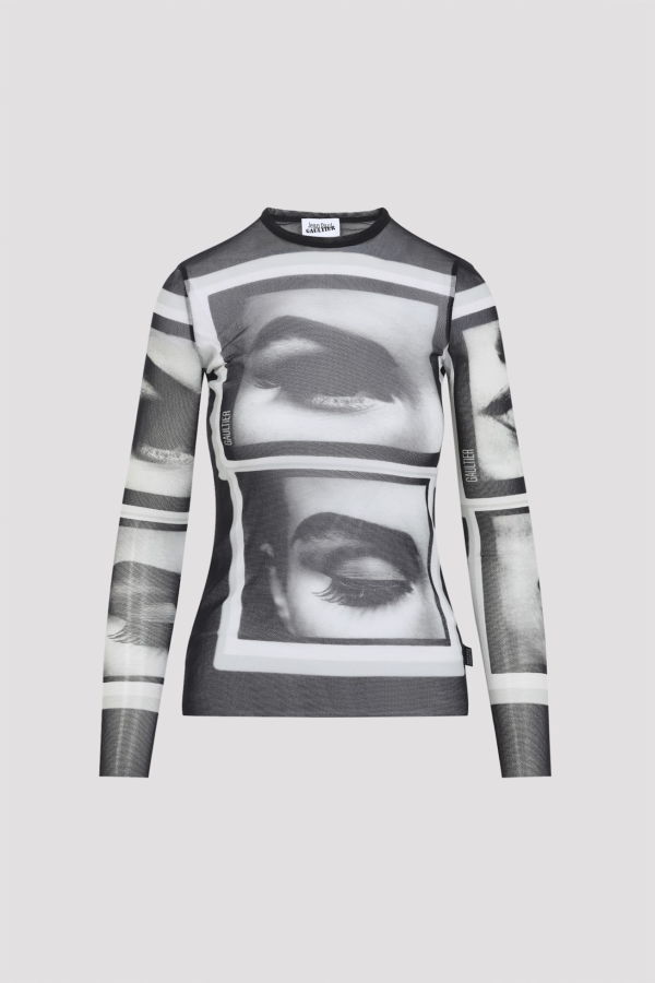 Jean Paul Gaultier Eyes And Lips Top - Black Grey White