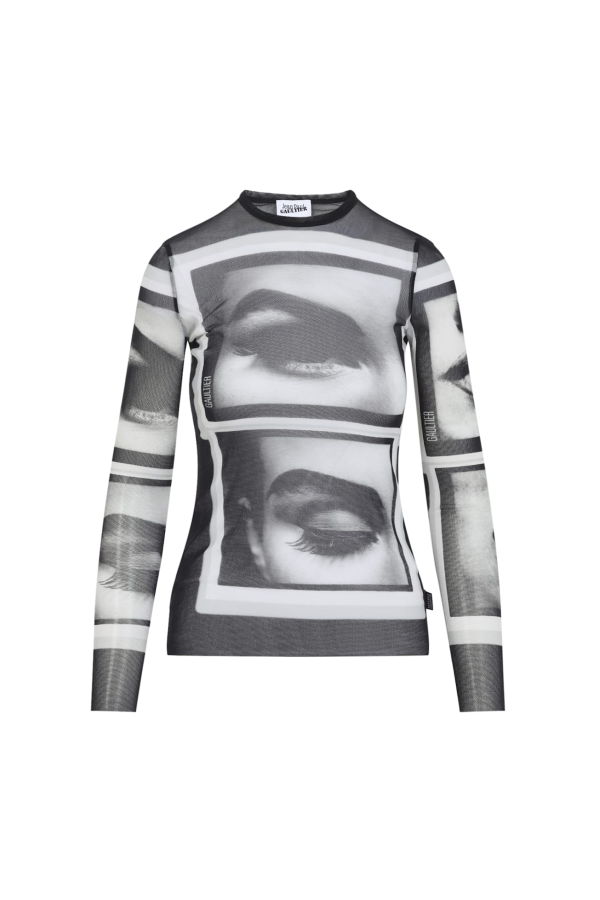 Jean Paul Gaultier Eyes And Lips Top - Black Grey White