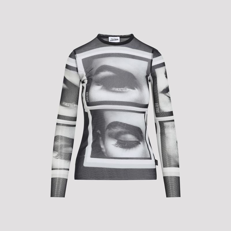 Jean Paul Gaultier Eyes And Lips Top - Black Grey White