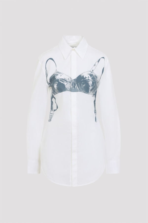 Jean Paul Gaultier Scanned Bra Shirt - White Blue Grey