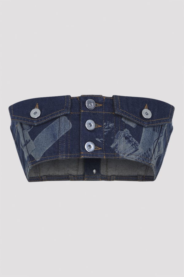 Jean Paul Gaultier Denim Bra Top - Vintage Blue
