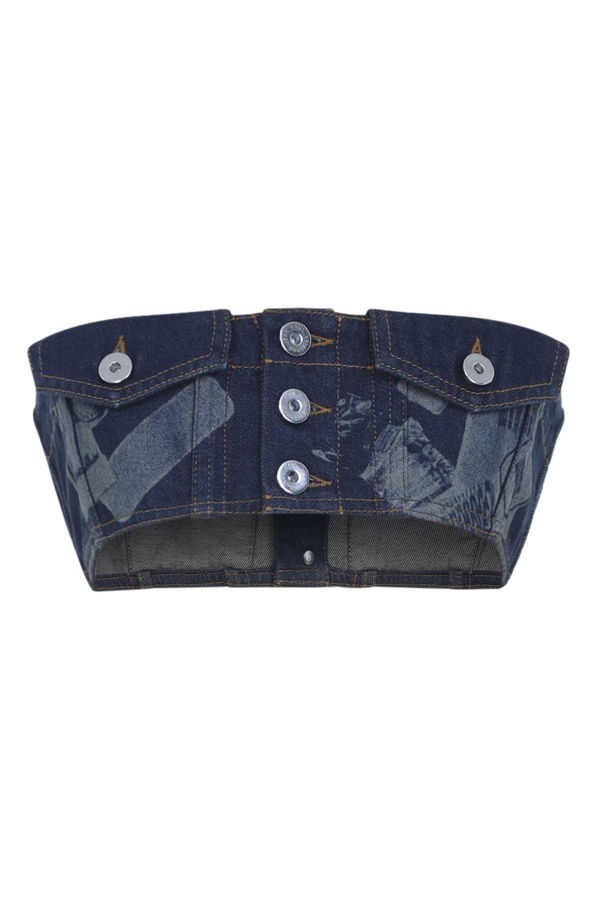 Jean Paul Gaultier Denim Bra Top - Vintage Blue