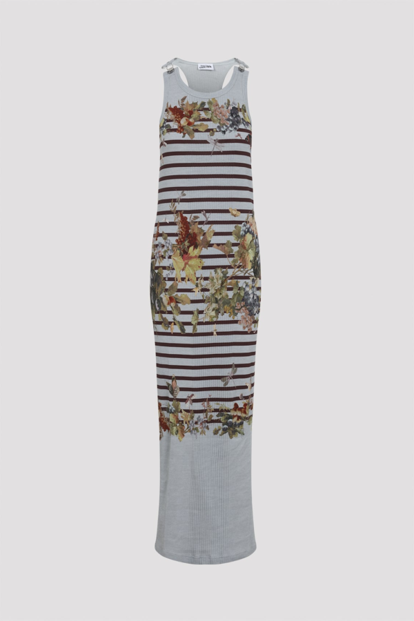 Jean Paul Gaultier Mariniere Grape Long Dress - Light Blue Multicolor