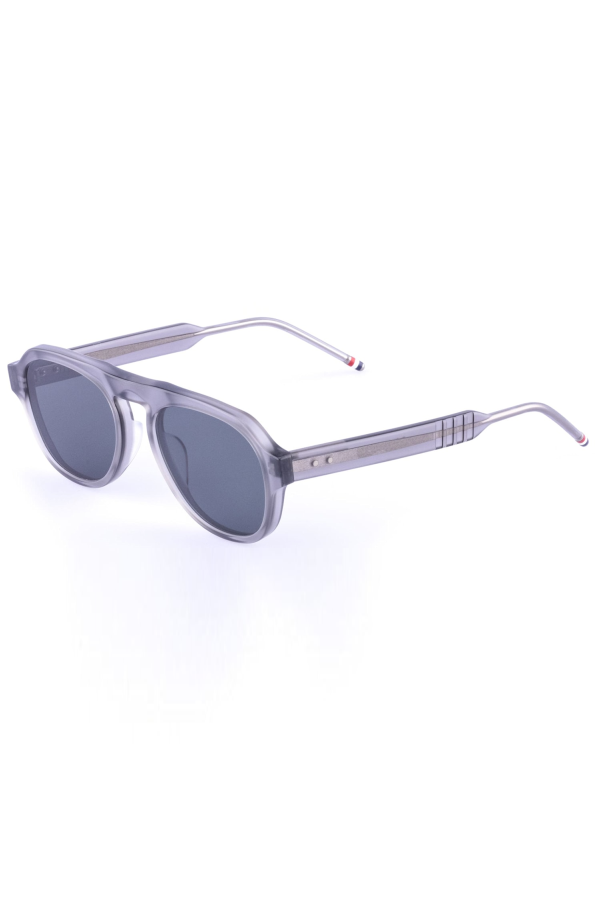 thom browne Oval - Satin Crystal Grey Sunglasses - Gray