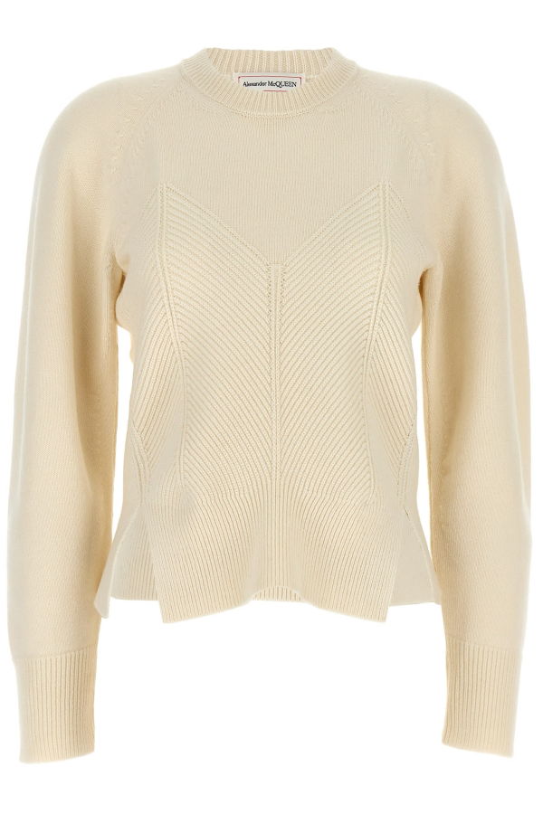 Alexander McQueen Chevron Corset Sweater - White