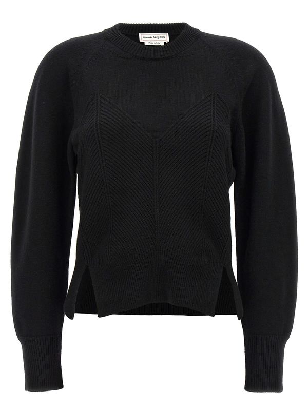 Alexander McQueen Chevron Corset Sweater - Black