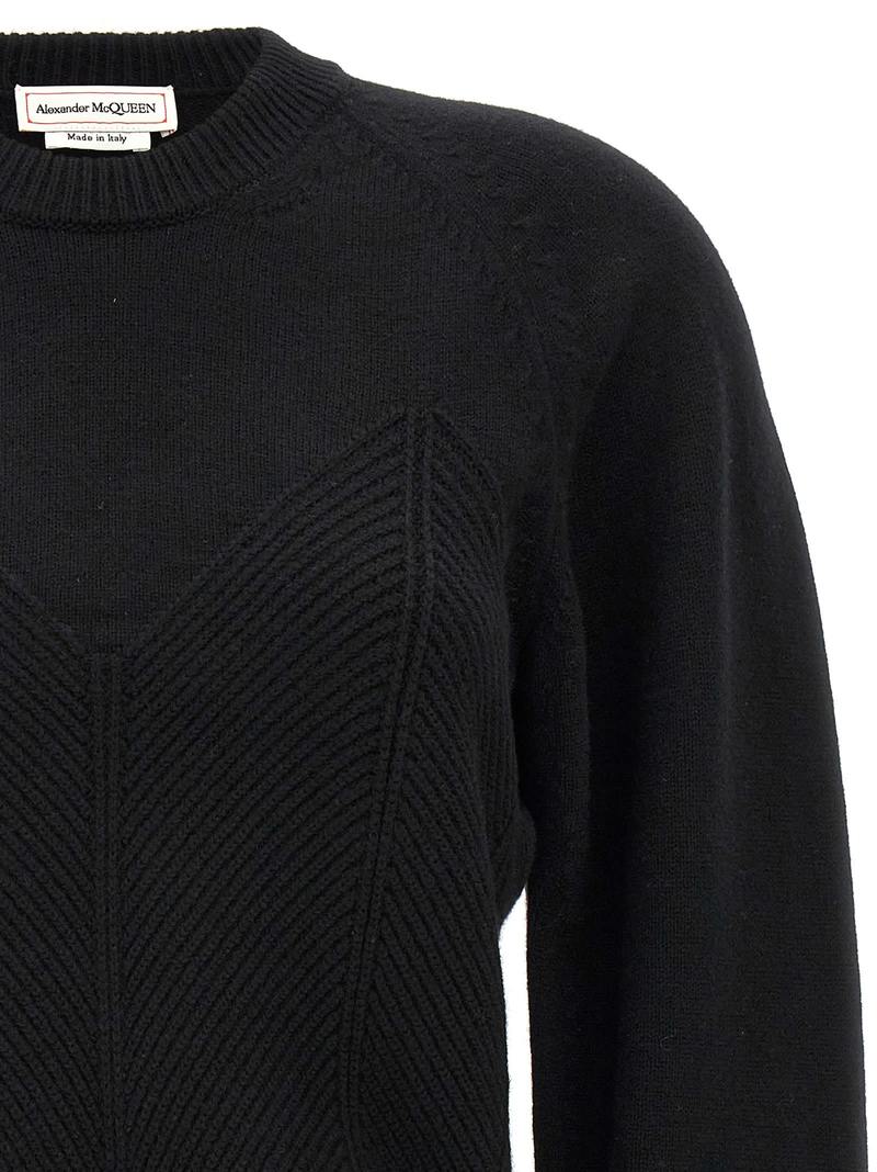 Alexander McQueen Chevron Corset Sweater - Black