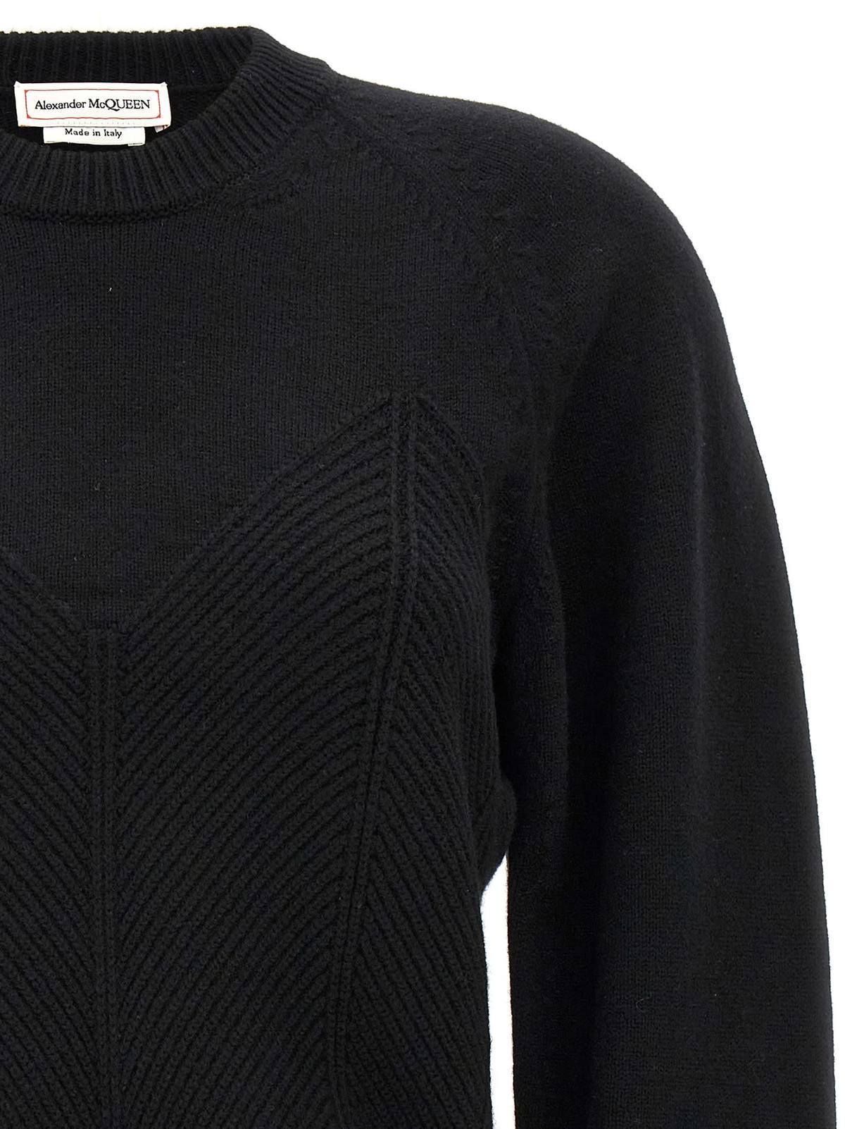 Alexander McQueen Chevron Corset Sweater - Black - Image 3 of 4