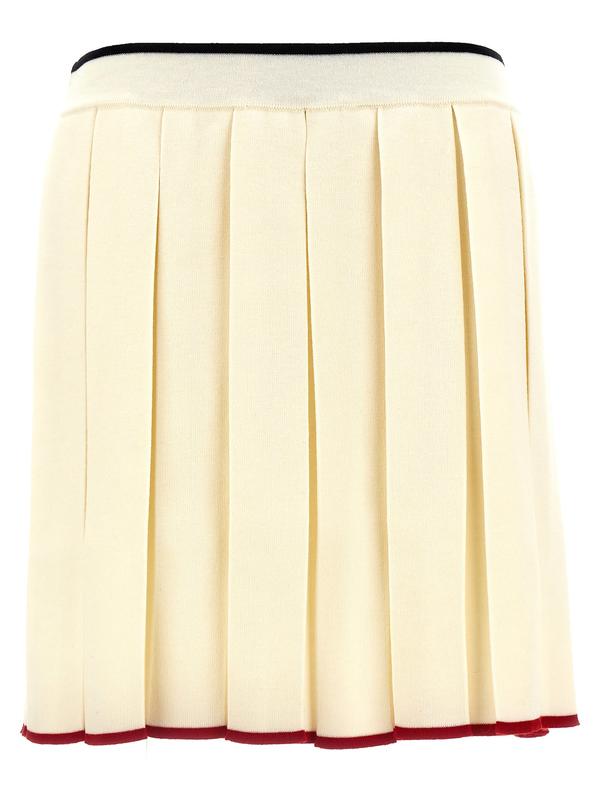 thom browne Knitted Pleated Skirt - White