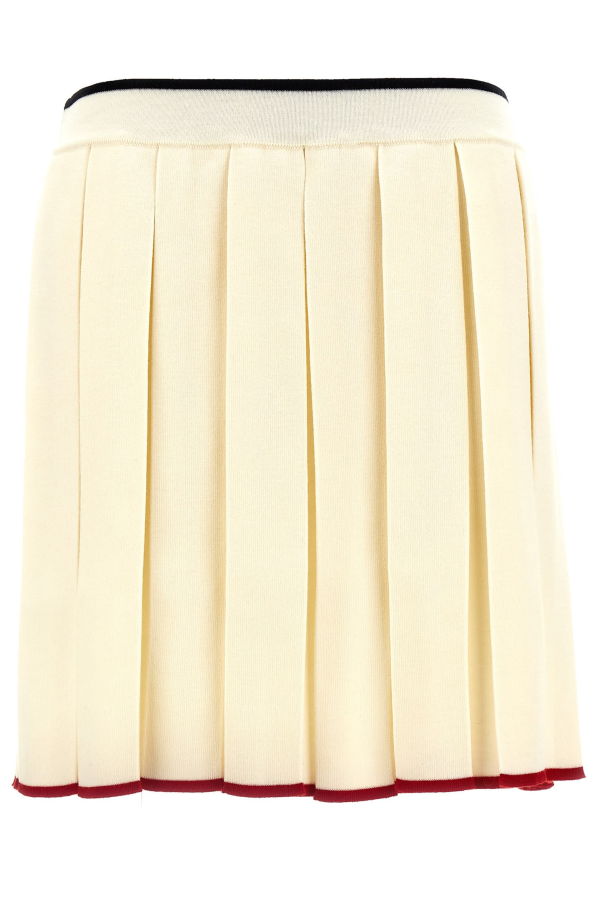 thom browne Knitted Pleated Skirt - White