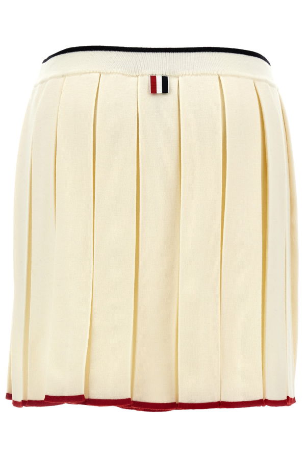 thom browne Knitted Pleated Skirt - White