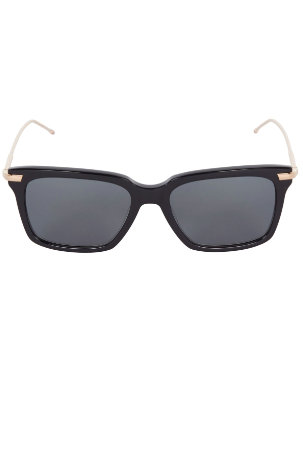 Thom Browne Rectangular 49 Sunglasses - Black/Gold