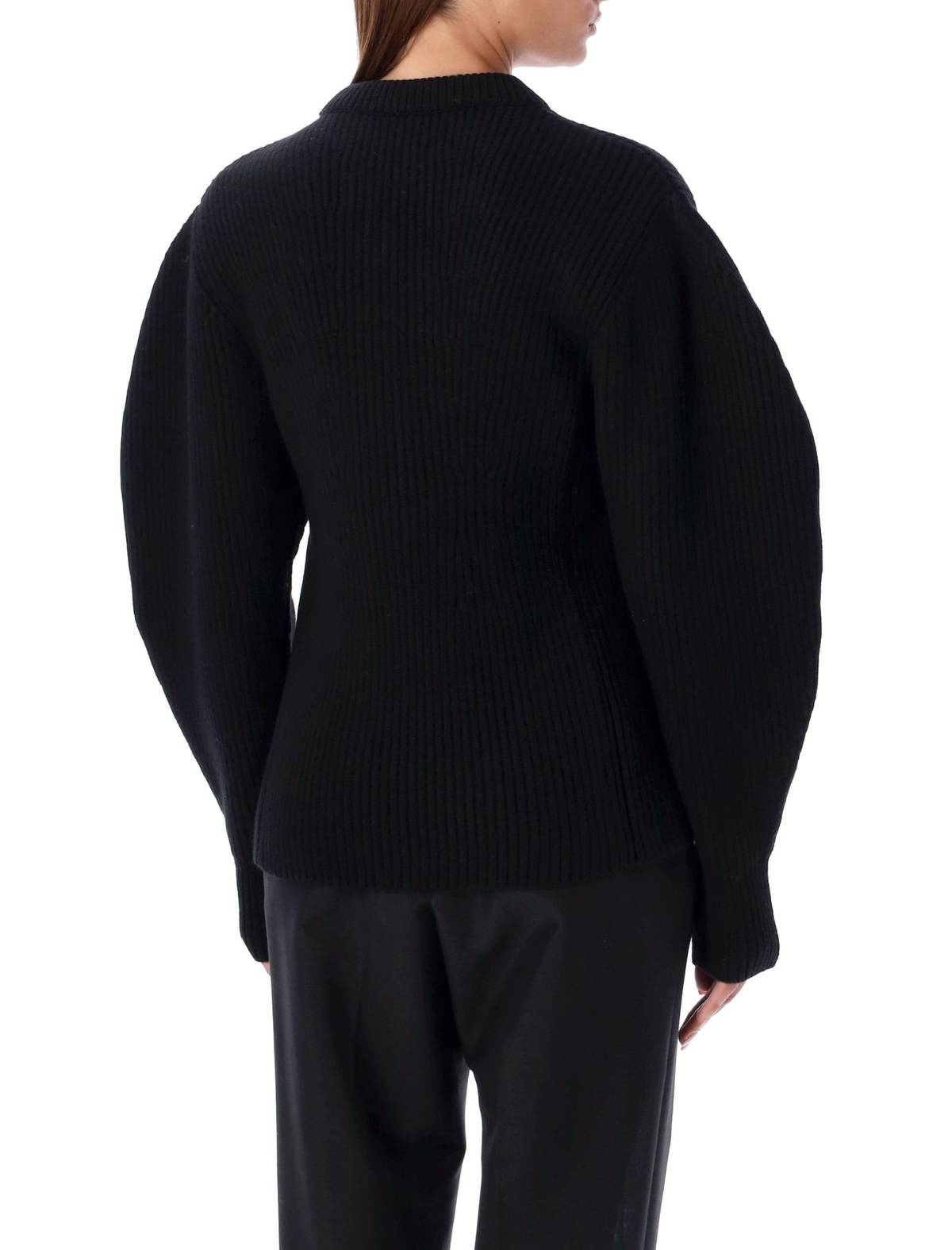 Jil Sander Baloon Sleeve Fisherman Sweater - Black - Image 2 of 3