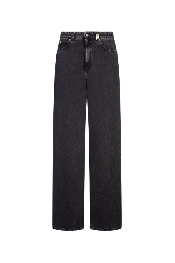 Alexander McQueen Wide-Leg Skull Plaque Jeans - Black