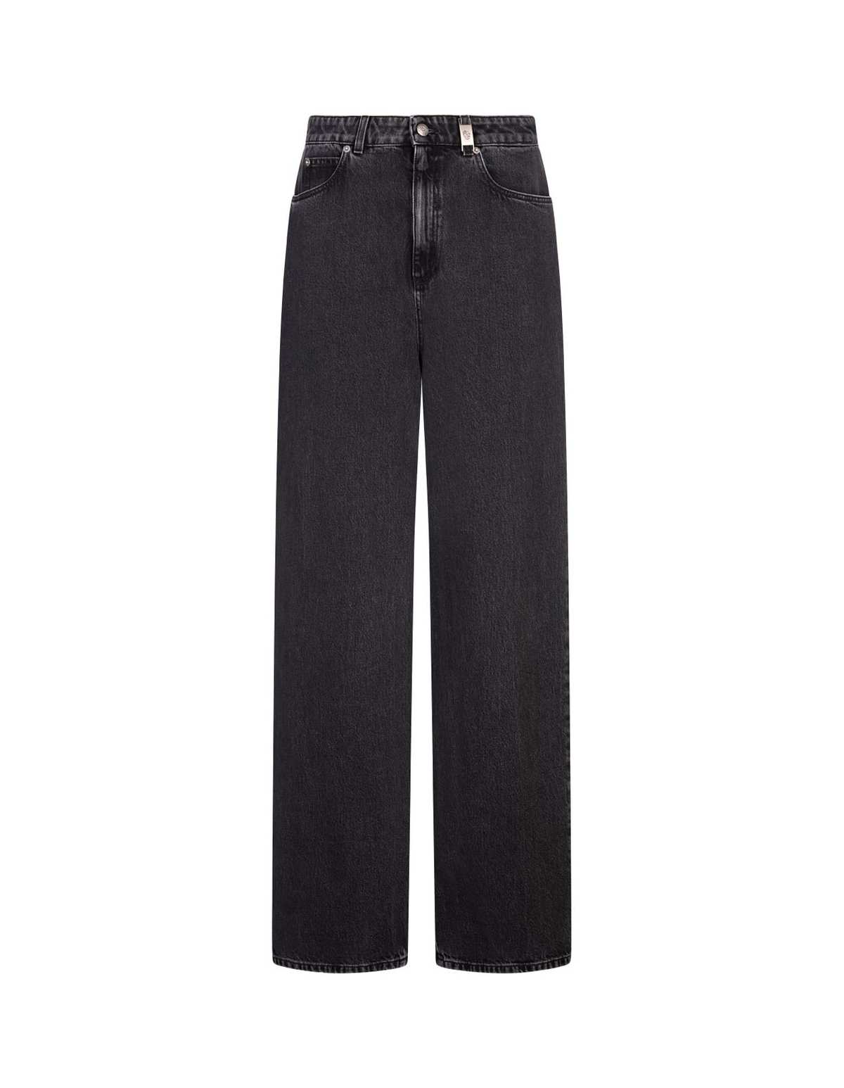 Alexander McQueen Wide-Leg Skull Plaque Jeans - Black - Image 1 of 4