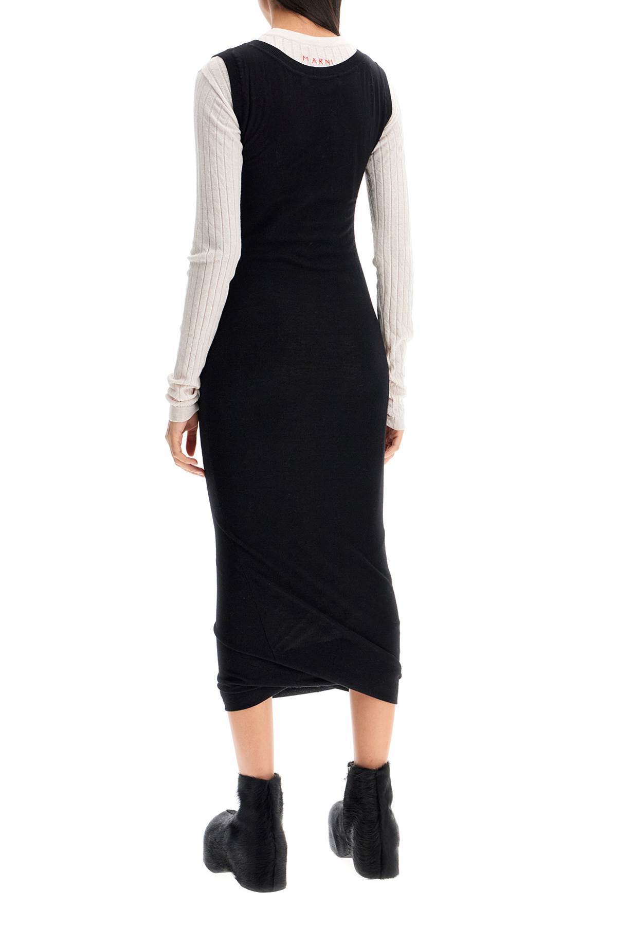 Marni Layered Knit Dress - Black - Image 3 of 4