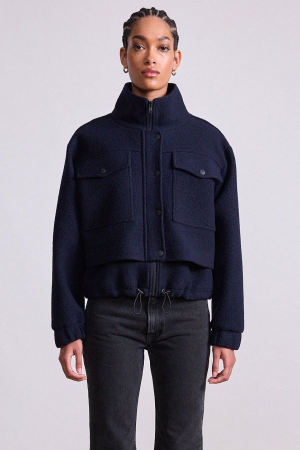 Apiece Apart Selva Cropped Bomber Jacket - Midnight