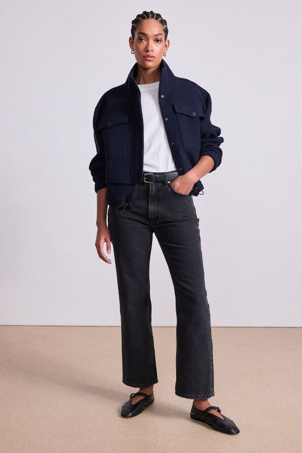 Apiece Apart Selva Cropped Bomber Jacket - Midnight