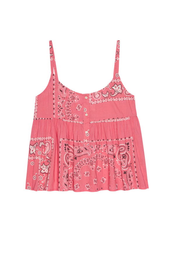 The Great. The Nighttime Cami Top - Pink Bandana Patchwork