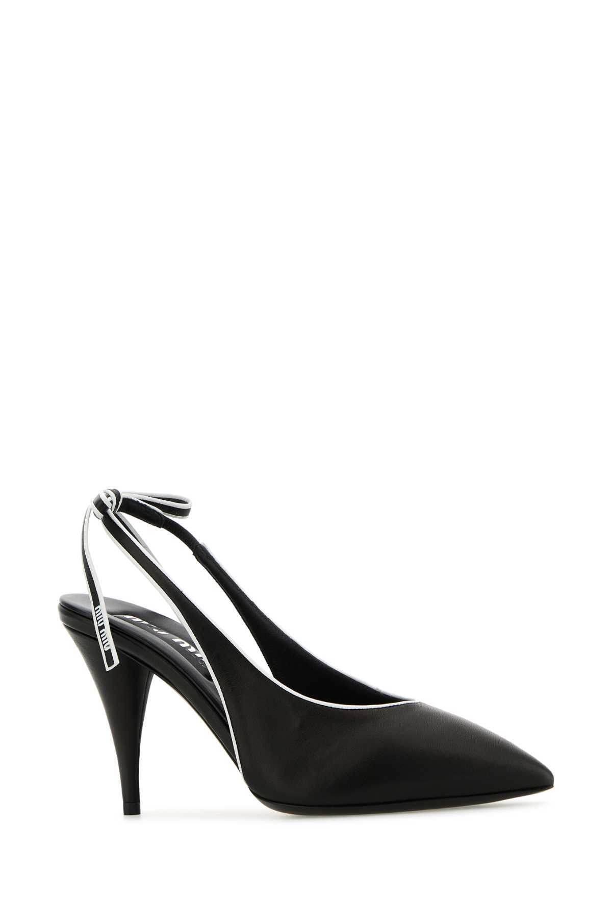 MIU MIU Black Leather Pumps - Black - Image 2 of 2