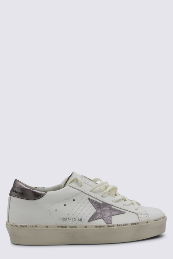 Golden Goose White and Grey Leather Sneakers - White Grey Lillac