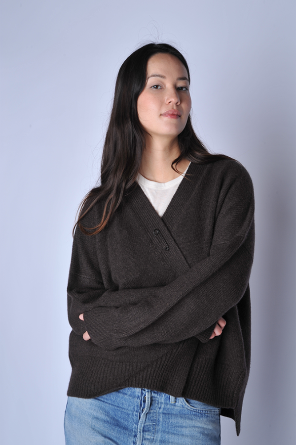 Oyuna Chocolate Aire Chunky Knit Cardigan