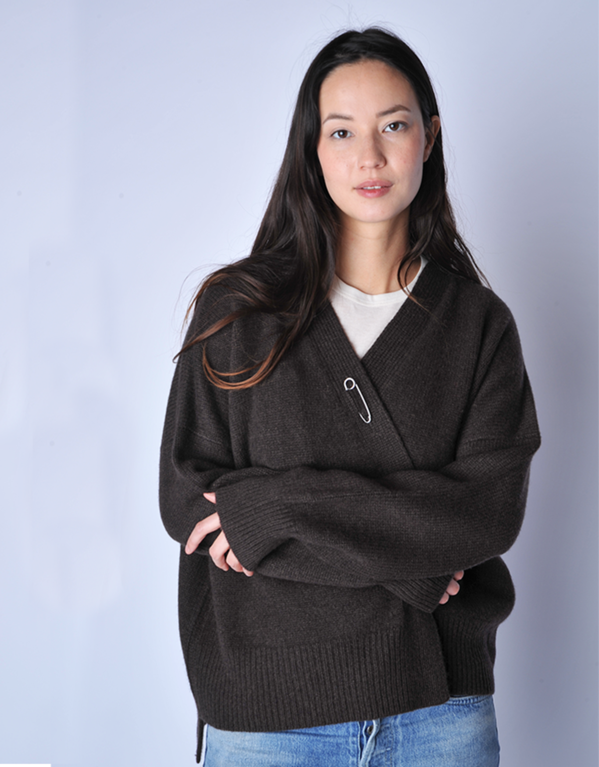 Oyuna Chocolate Aire Chunky Knit Cardigan - Image 3 of 9