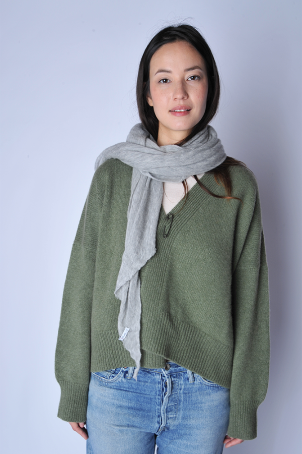 Botto Giuseppe Knit Diamond Cashmere Scarf - Light Grey Melange