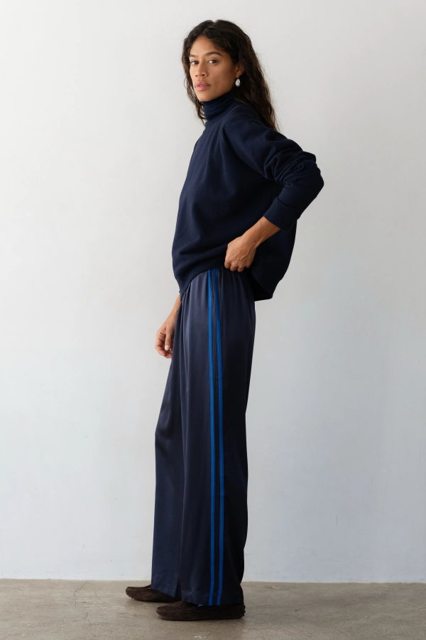 Donni. The Silk Stripe Simple Pant Pants