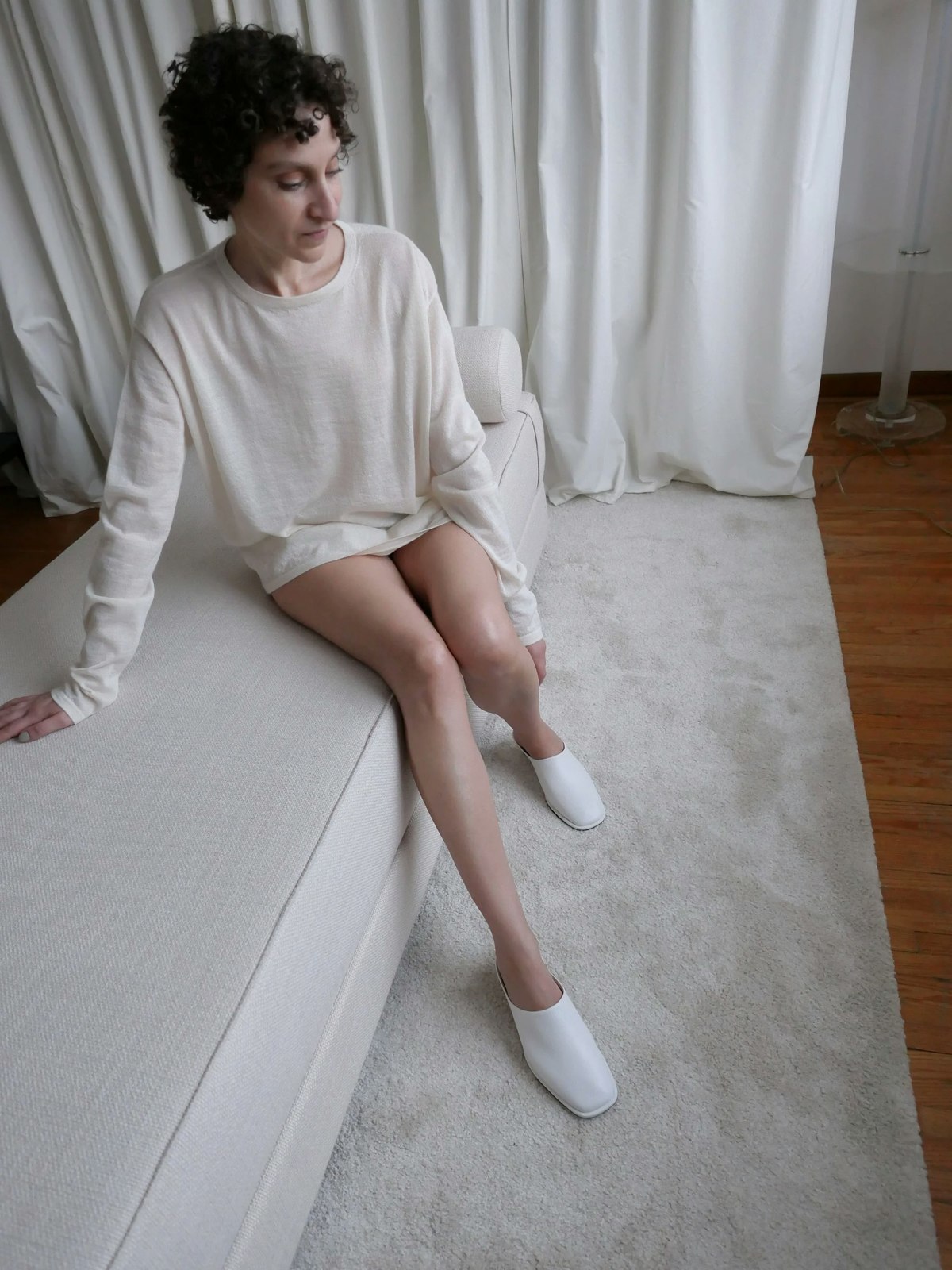 Lauren Manoogian Super Fine Crewneck Sweater - Raw White - Image 2 of 3