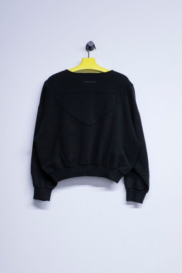 MM6 Maison Margiela Black Cotton Deconstructed Zipped Sweatshirt