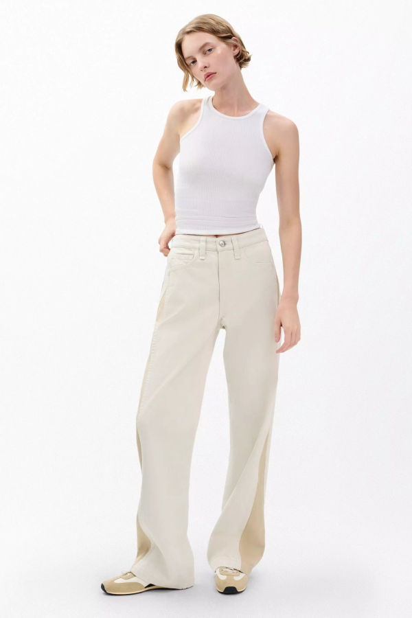 rag&bone Logan Spliced Wide-Leg Jeans in Two Tone