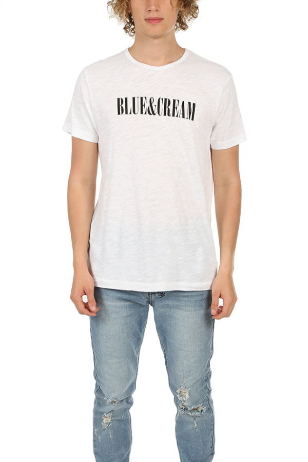 Blue&Cream Logo Tee - White