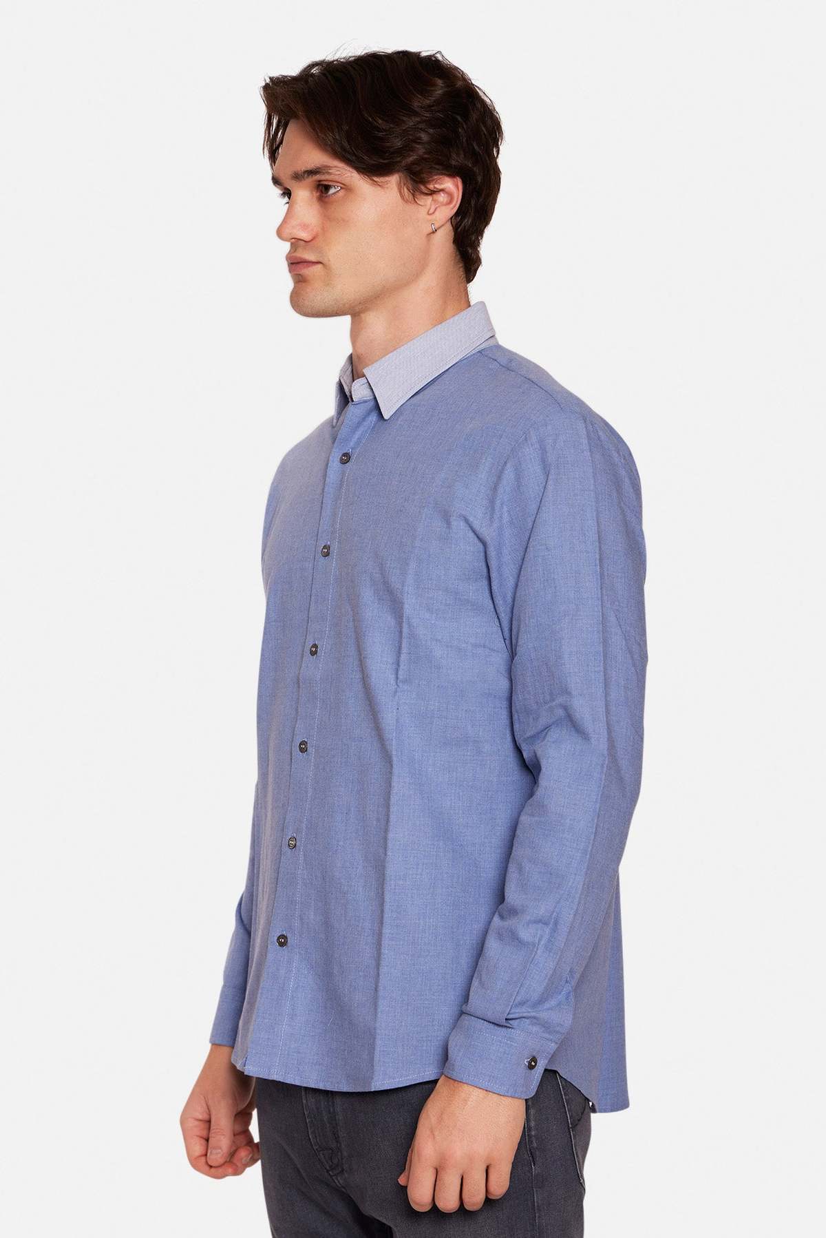 Blue&Cream Newman Combo Shirt Denim Slate with Lt Slate Collar - Image 2 of 3