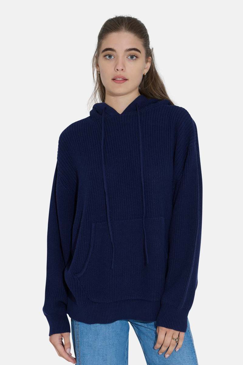Blue&Cream Perry Ribbed Hoodie