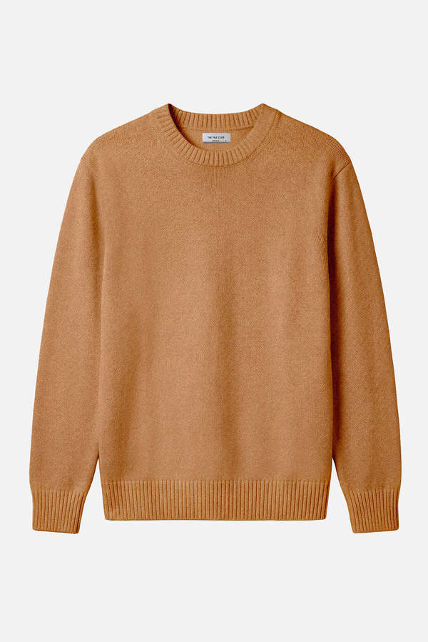 The Tile Club Winslow Oversized Cashmere Crew - Pecan Rust