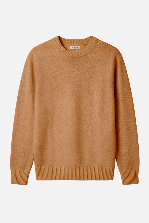 The Tile Club Winslow Oversized Cashmere Crew - Pecan Rust
