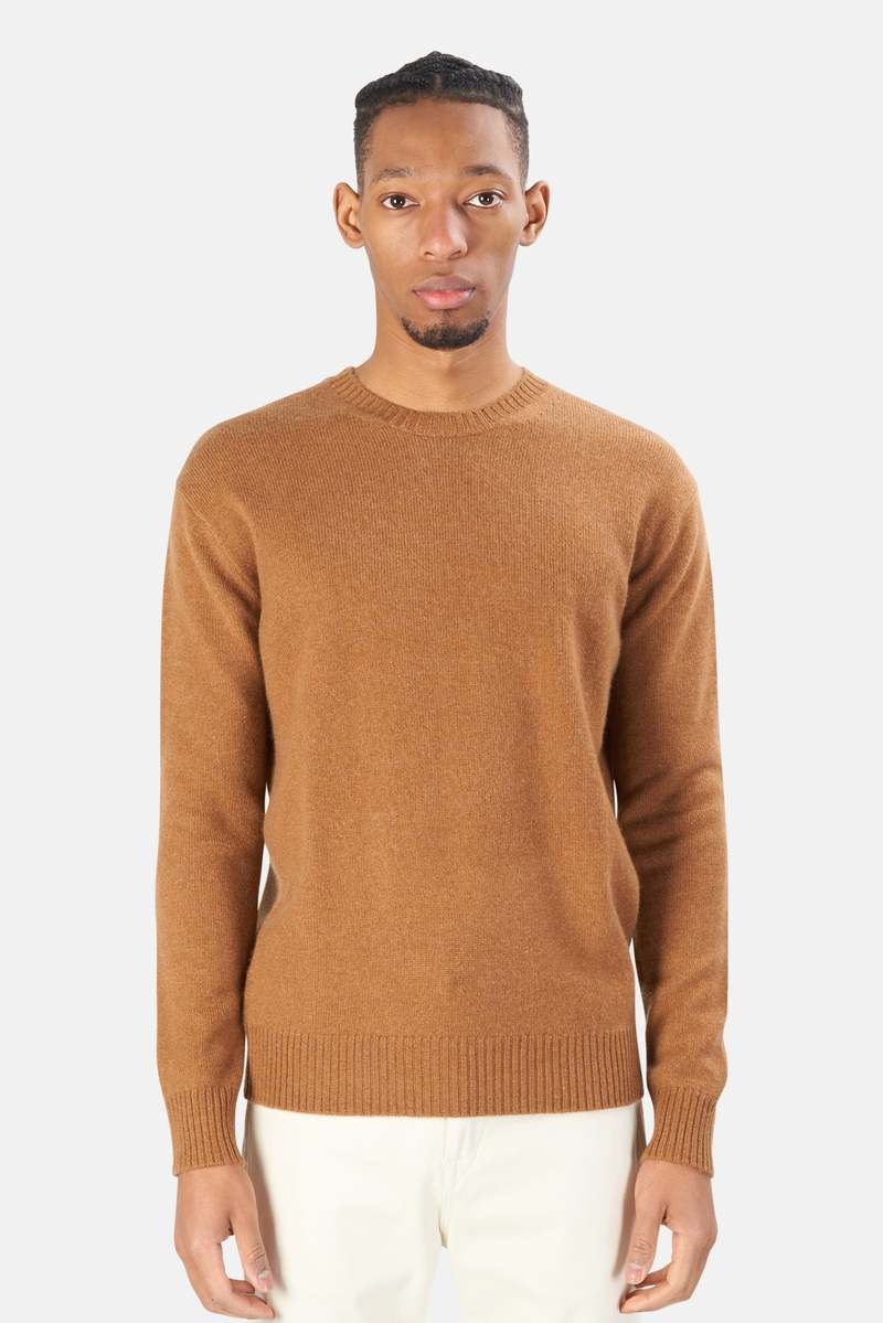 The Tile Club Winslow Oversized Cashmere Crew - Pecan Rust