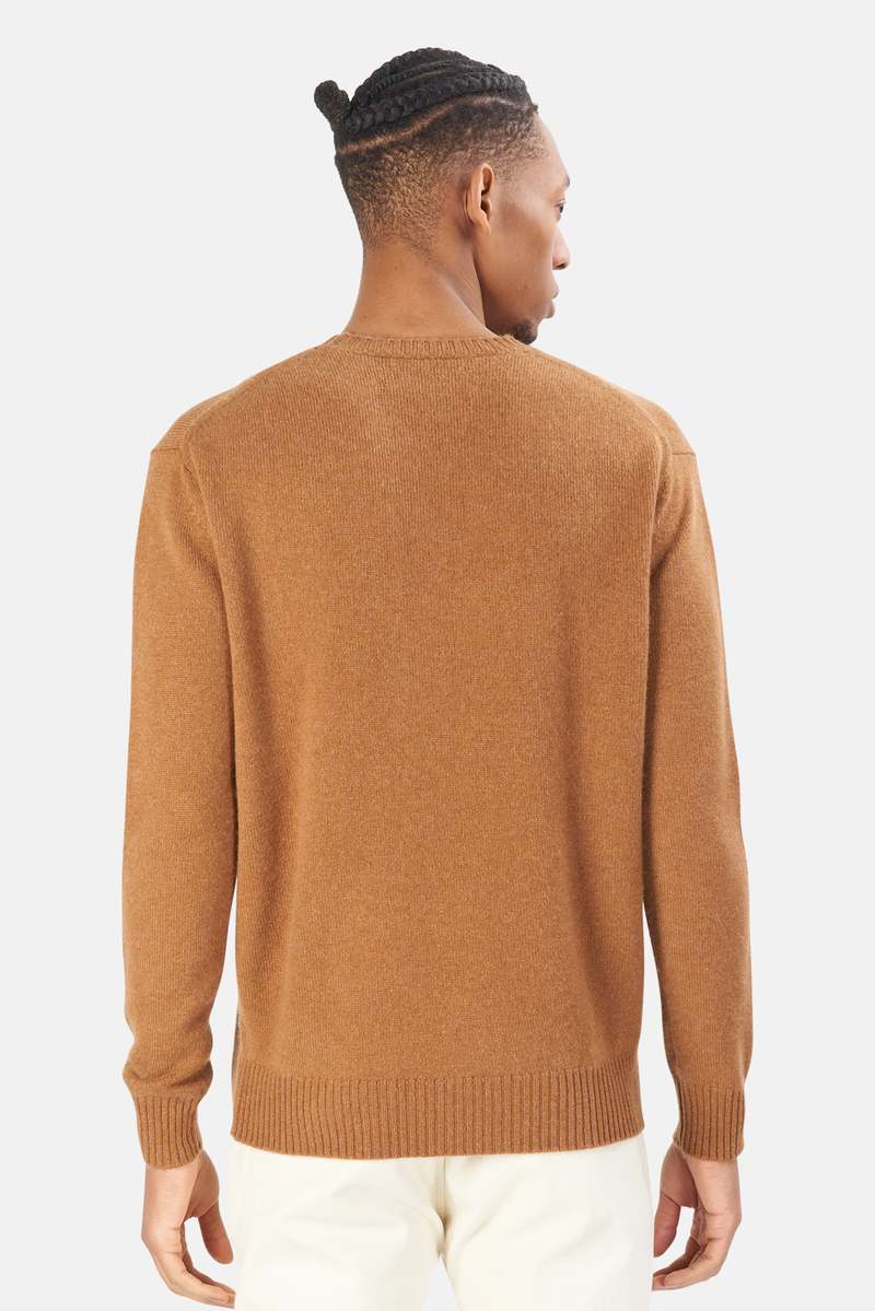 The Tile Club Winslow Oversized Cashmere Crew - Pecan Rust