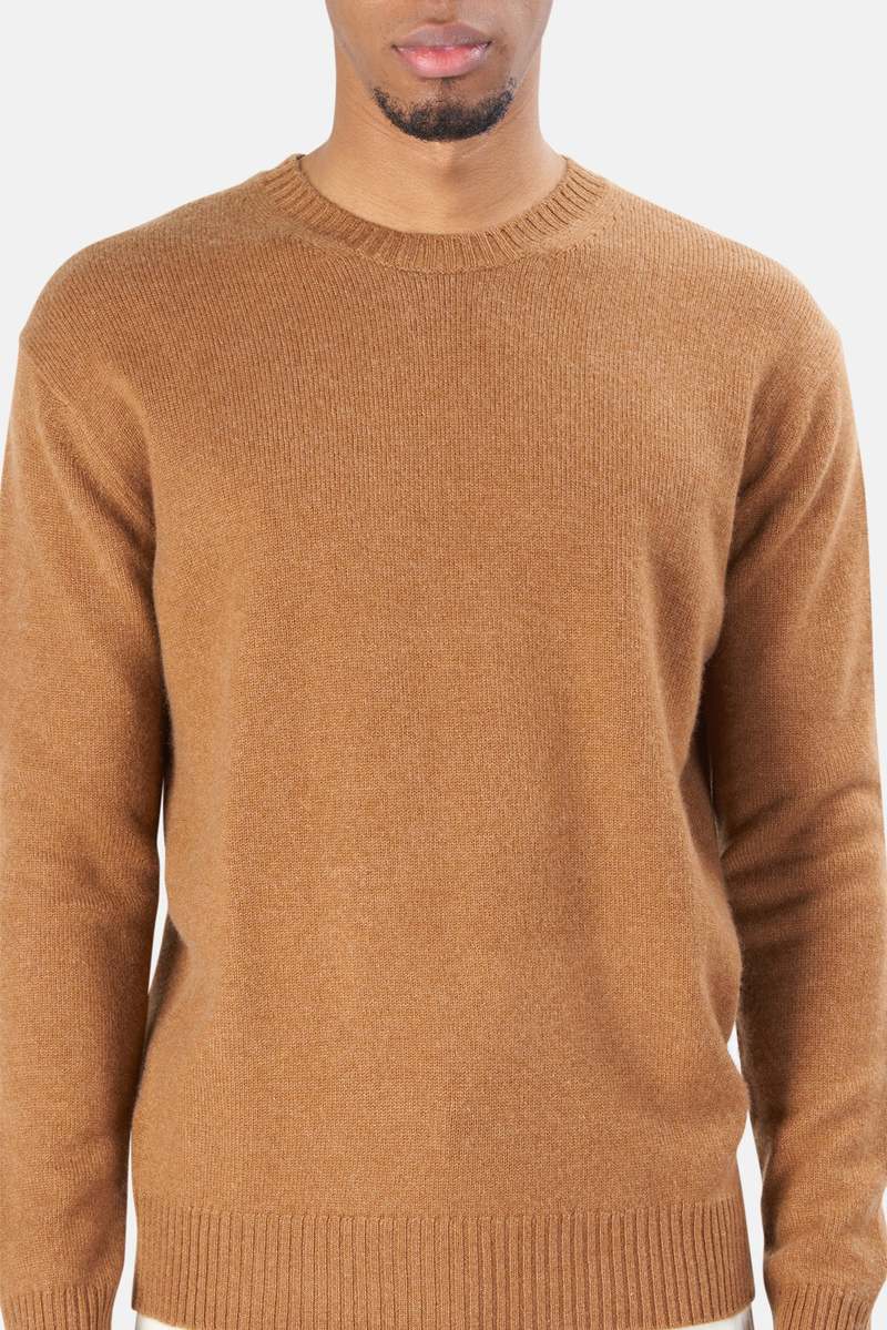 The Tile Club Winslow Oversized Cashmere Crew - Pecan Rust
