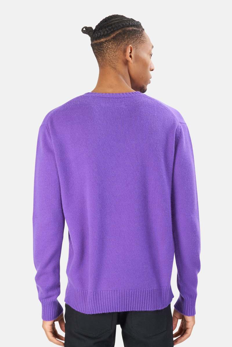 The Tile Club Winslow Oversized Cashmere Crew - Purple