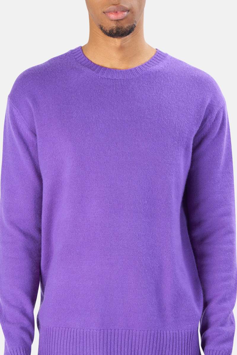 The Tile Club Winslow Oversized Cashmere Crew - Purple