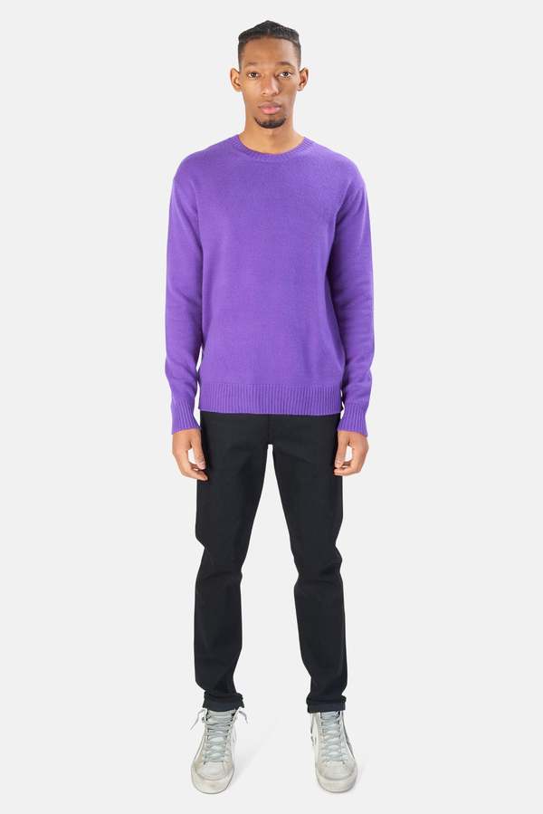 The Tile Club Winslow Oversized Cashmere Crew - Purple