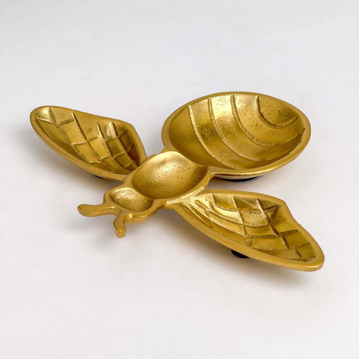 India Handicrafts Inc Bee Shaped Gold Textured Tray - Image 3 of 6
