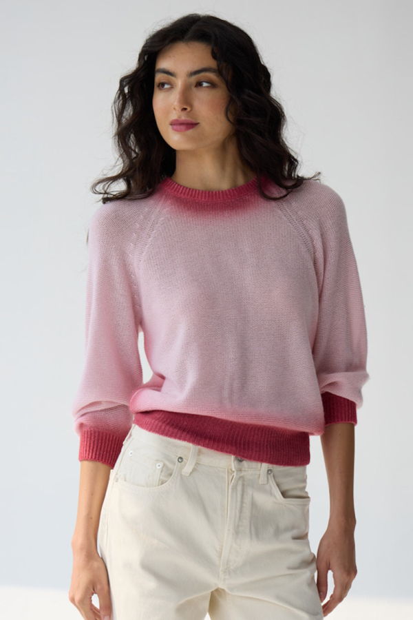 Autumn Cashmere Dip Dyed Raglan Sweater - Peppermint Combo