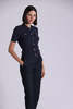 Minnie Rose Short Sleeve Collared Shirt w/ Pockets Sweater - Navy - Thumbnail 3