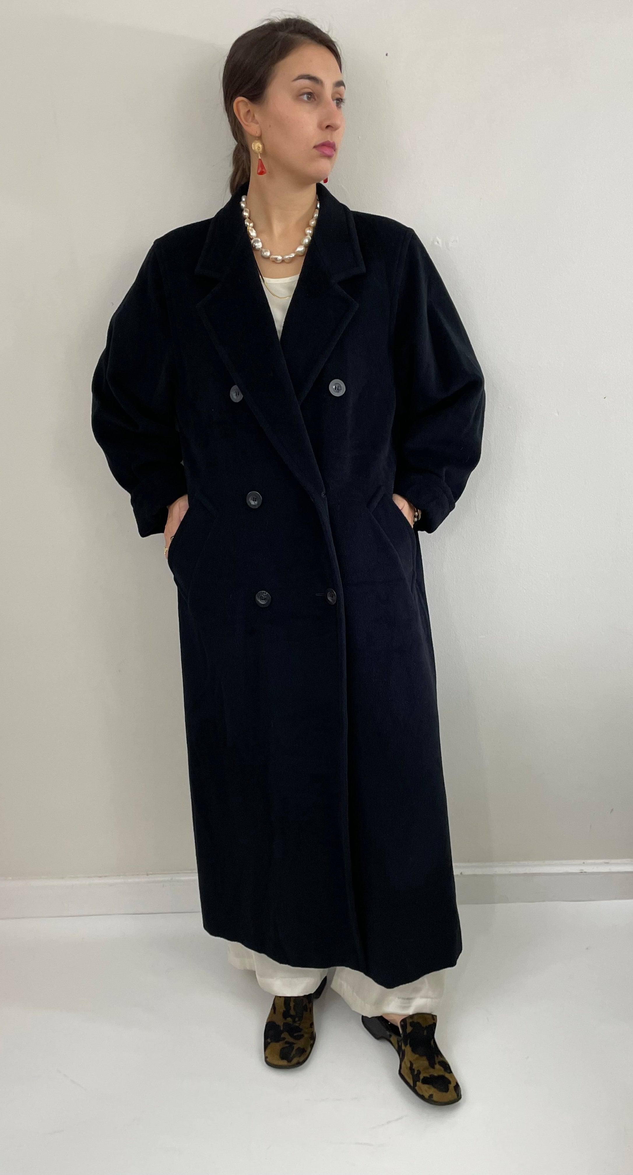 【archive】90's WOOL DOUBLE BREASTED COAT Max Mara Vintage 90s Luxe Wool Double Breasted Long Overcoat