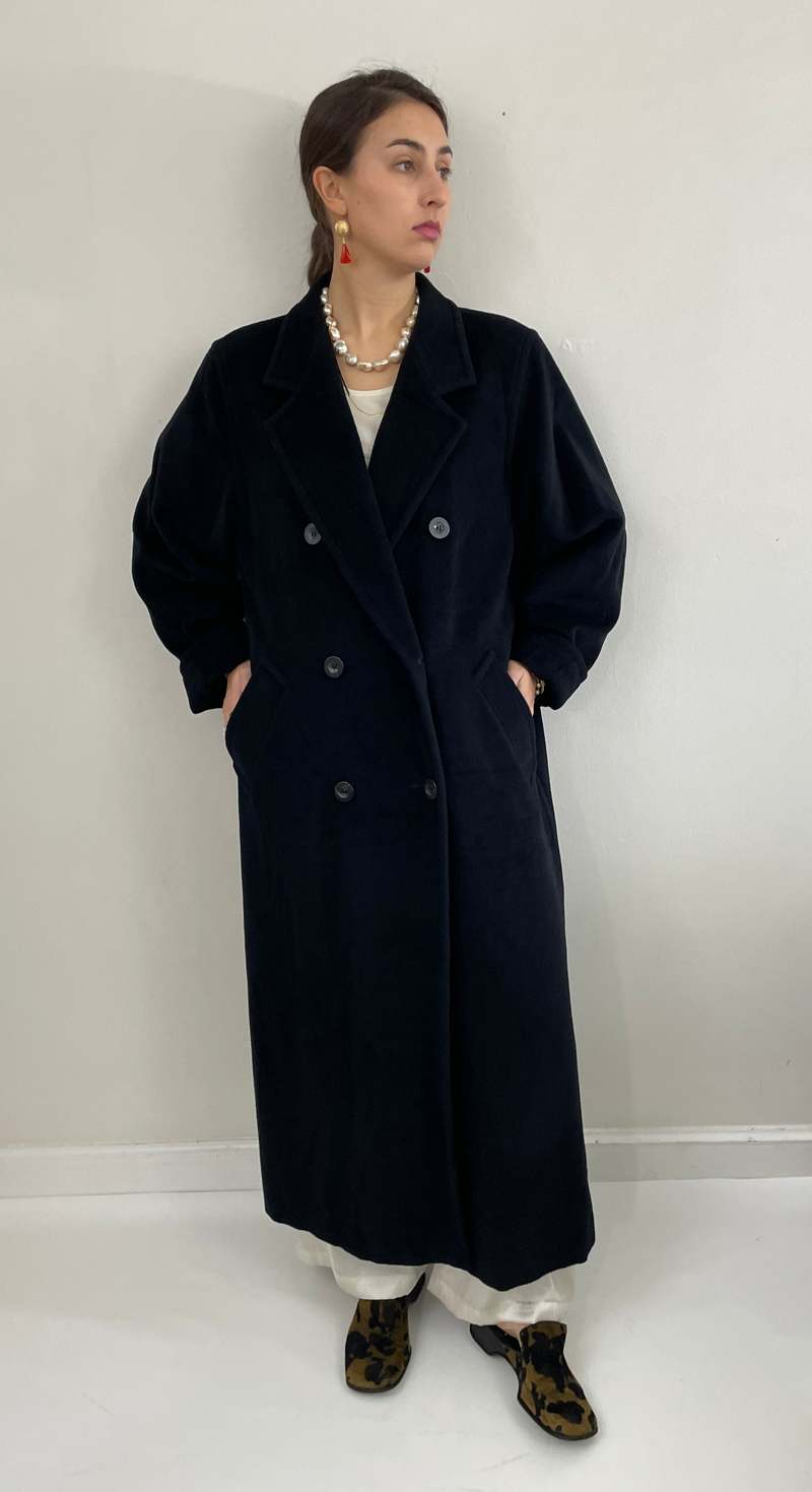 Max Mara Vintage 90s Luxe Wool Double Breasted Long Overcoat