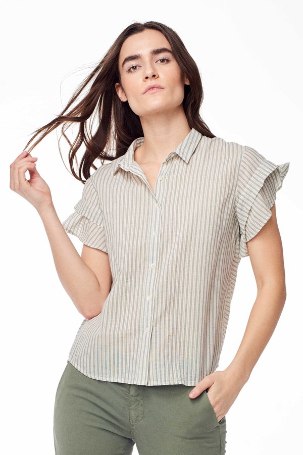 Chan Luu Genevieve Button Up - Natural Stripe Chan Luu Genevieve Button Up - Natural Stripe