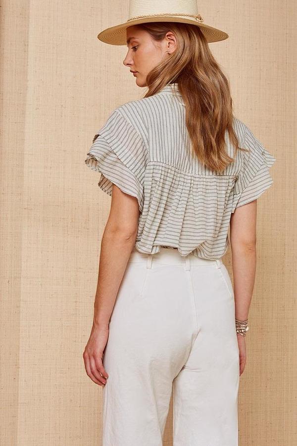 Chan Luu Genevieve Button Up - Natural Stripe Chan Luu Genevieve Button Up - Natural Stripe